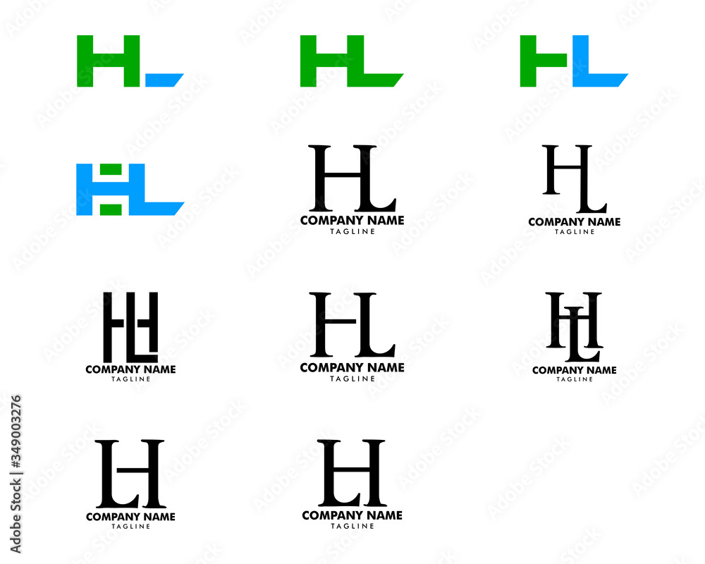 Set Of Initial Letter HL Design Logo Set Of Initial Letter HL Design Logo