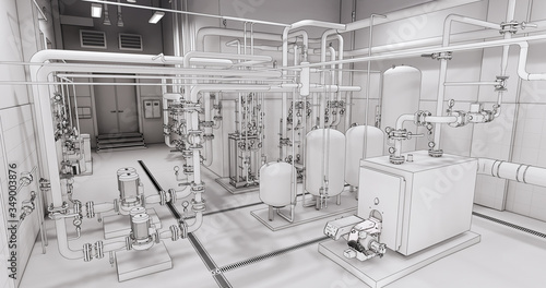 Conceptual visualization of drawing style of utilities at BIM technology photo