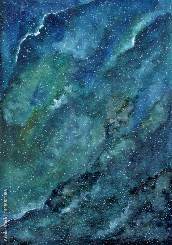 green blue galaxy watercolor background