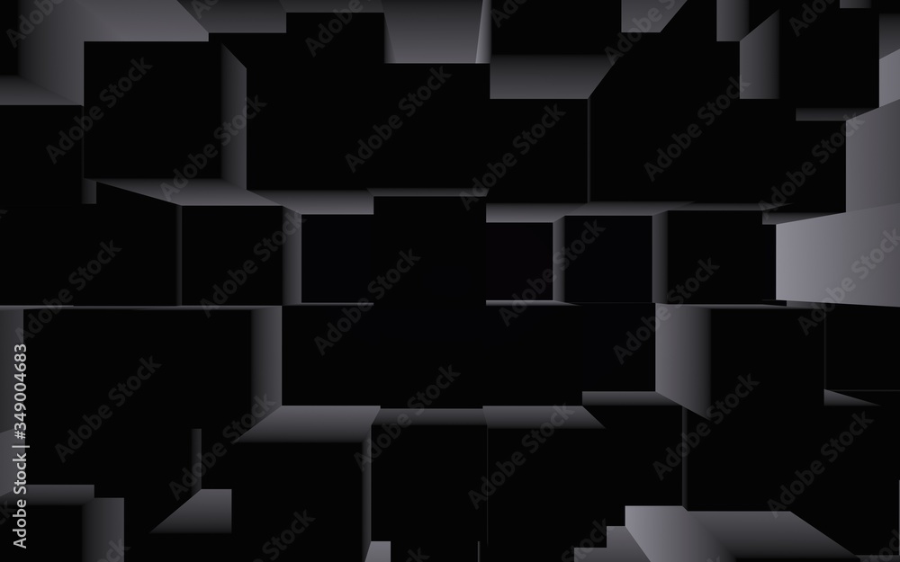 Abstract dark elegant cube geometric background. Chaotically advanced rectangular bars. 3D Rendering, 3D illustration Abstract dark elegant cube geometric background. Chaotically advanced rectangular bars. 3D Rendering, 3D illustration