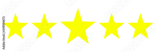 Five stars product rating review flat icon for apps and websites. Vector illustration of five golden yellow stars in a row - best  top quality concept graphic representation