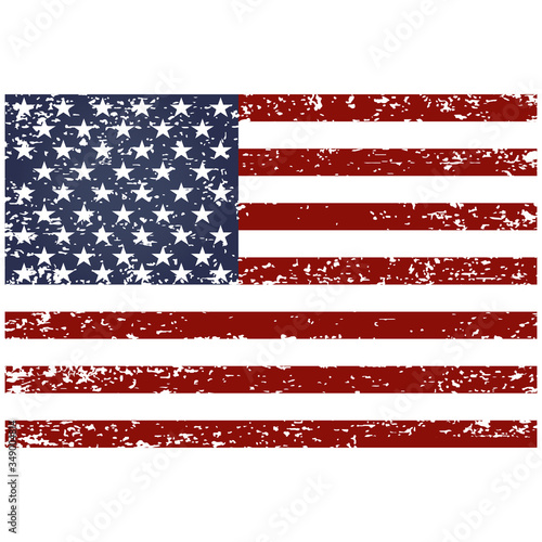 Flag of the USA, United States of America. Vector illustration in grunge style with abrasions. Old scratched flag. Vector illustration of vintage USA flag.