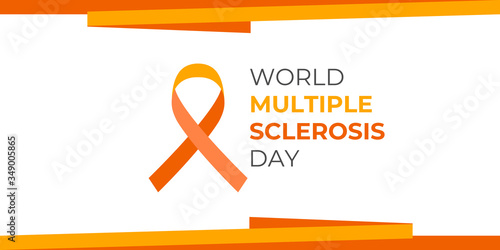 World multiple sclerosis day. Vector banner, poster, card for social media, websites. Orange ribbon and world multiple sclerosis day text on a white background.