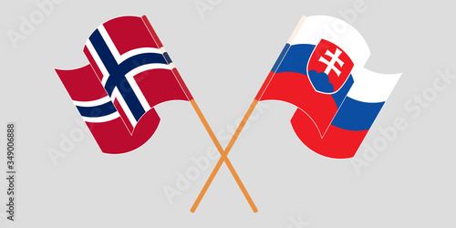 Canvas Print Crossed and waving flags of Slovakia and Norway