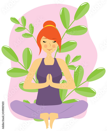 redhead girl in lotus position