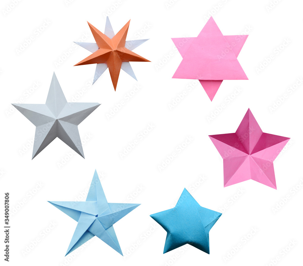 Origami paper stars isolated white Origami paper stars isolated white