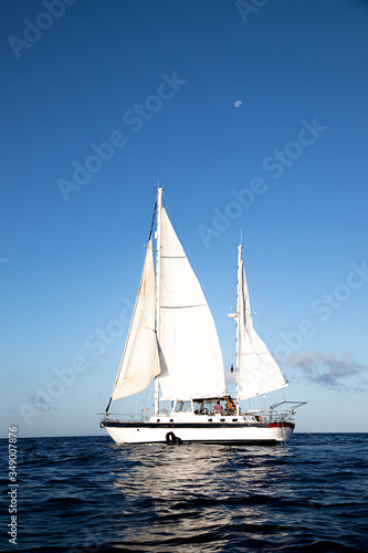 sailboat on the sea and moon