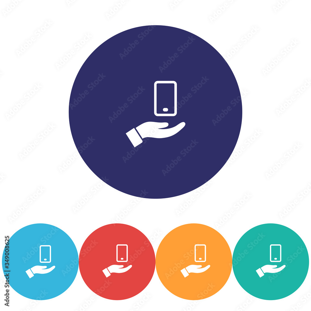 phone in hand icon , lorem ipsum Flat design phone in hand icon , lorem ipsum Flat design