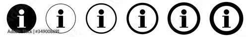 Info Point Icon Black Circle | Information Illustration | i Point Symbol | Help Logo | Hint Sign | Isolated | Variations