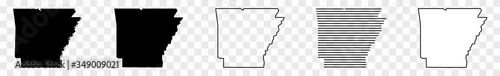 Фотография Arkansas Map Black | State Border | United States | US America | Transparent Iso