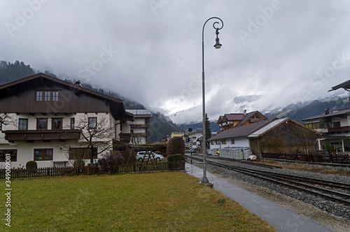 Low cloud cover the mountains. photo