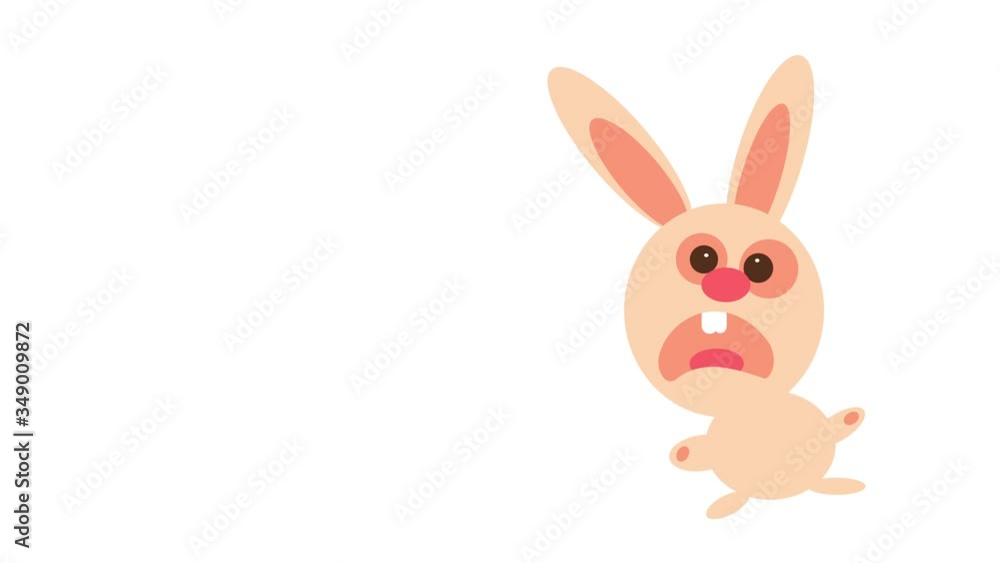 pink rabbit taken by surprise with an expression of confusion and fear and its body in an bizarre position with big rounded head flipping like a coin pink rabbit taken by surprise with an expression of confusion and fear and its body in an bizarre position with big rounded head flipping like a coin
