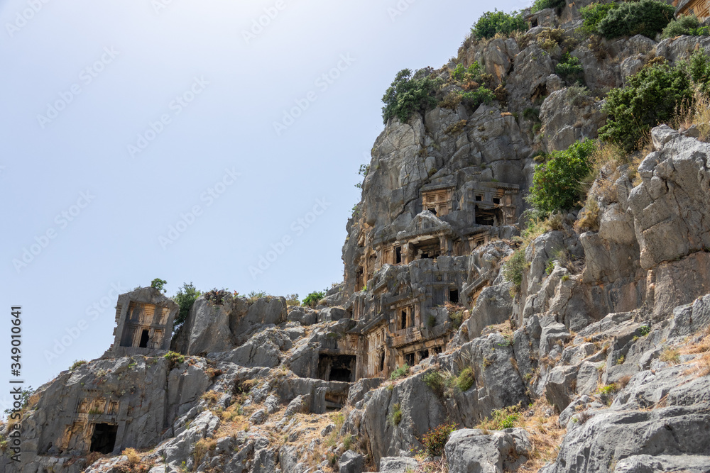 Necropolis of Lycian rock-cut tombs of the ancient city of Myra in Turkey Necropolis of Lycian rock-cut tombs of the ancient city of Myra in Turkey