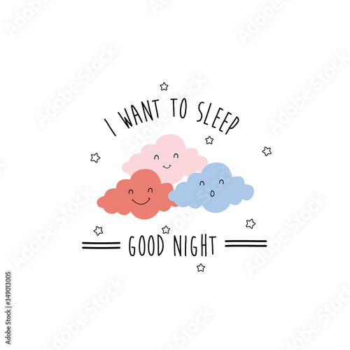 color cloud star text line tee illustration art vector