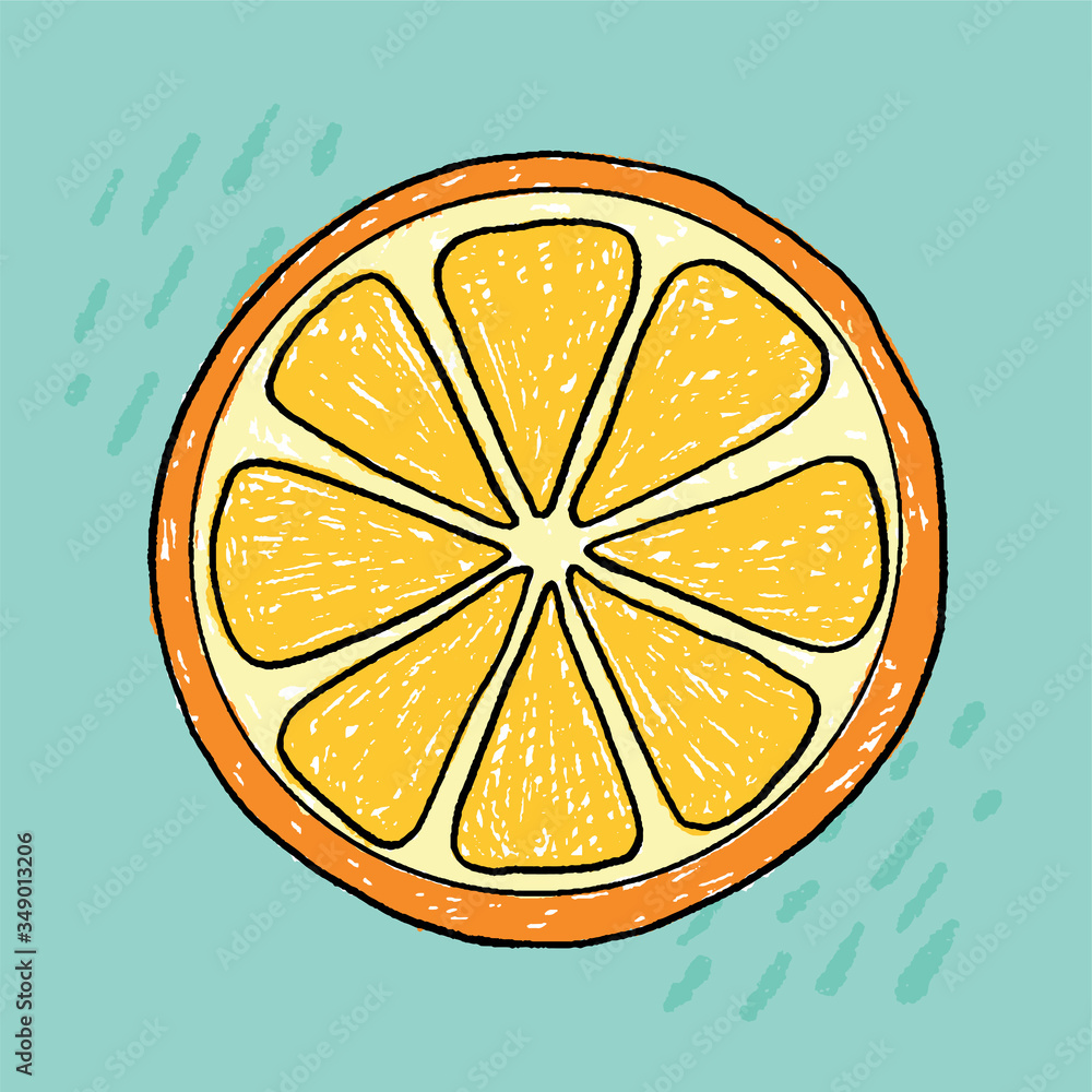 Fun scribbled orange citrus vector fruit hand drawn repeating seamless pattern on blue background, surface pattern. Good for textile, children's clothing, invitation or card design, wrapping paper. Fun scribbled orange citrus vector fruit hand drawn repeating seamless pattern on blue background, surface pattern. Good for textile, children's clothing, invitation or card design, wrapping paper.