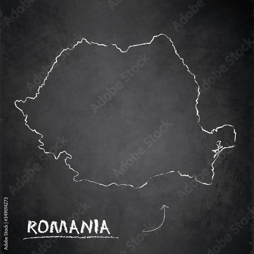 Romania map, design card blackboard chalkboard vector