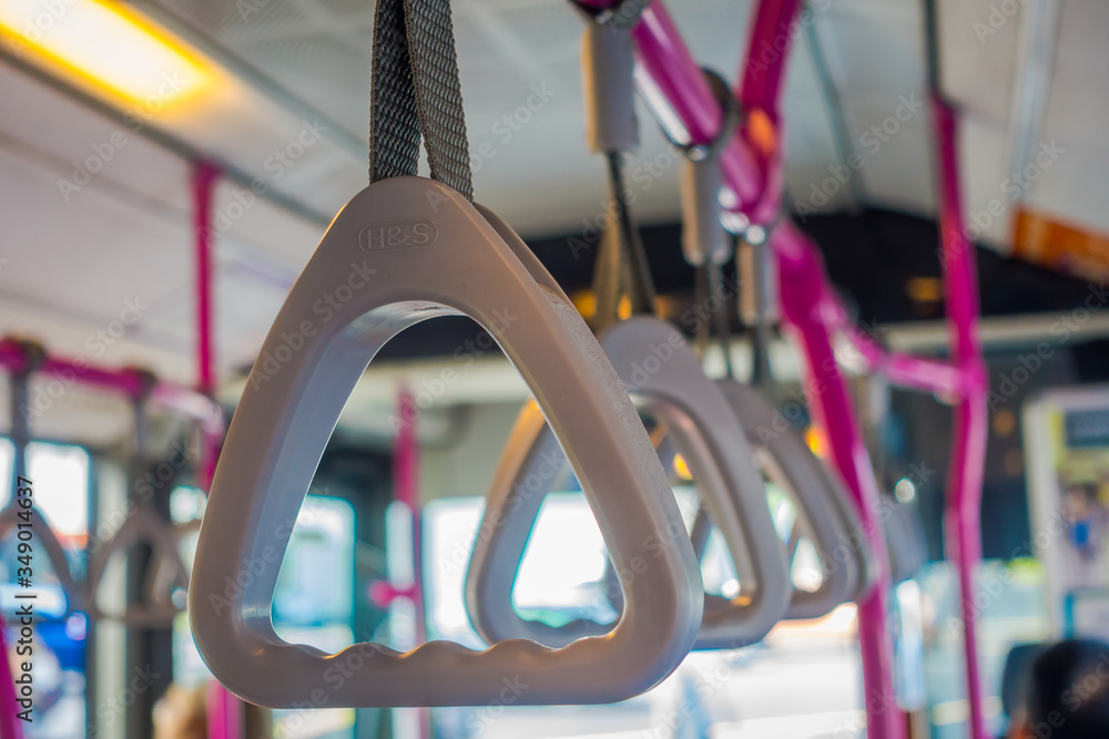 Bus handle for passenger inside public bus