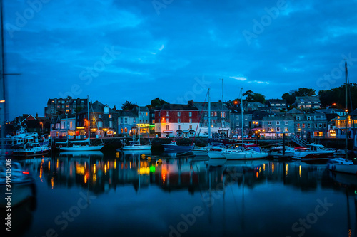 Padstow harbour in the night, Cornwall, UK © hardyuno