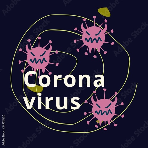 Coronavirus characters, virus run around 