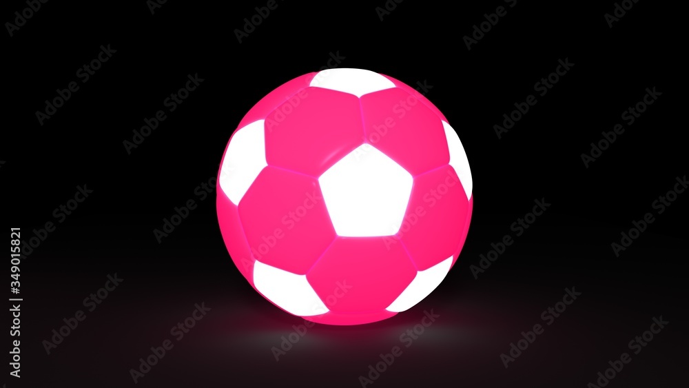 Neon soccer ball isolated on black background. 3D-rendering.