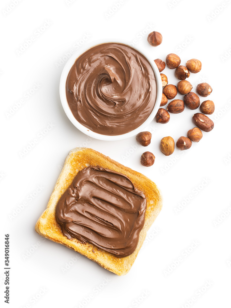Toast bread with hazelnut spread. Sweet chocolate cream. Toast bread with hazelnut spread. Sweet chocolate cream.