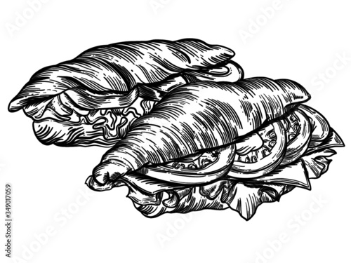 engraving style vector illustration of baking