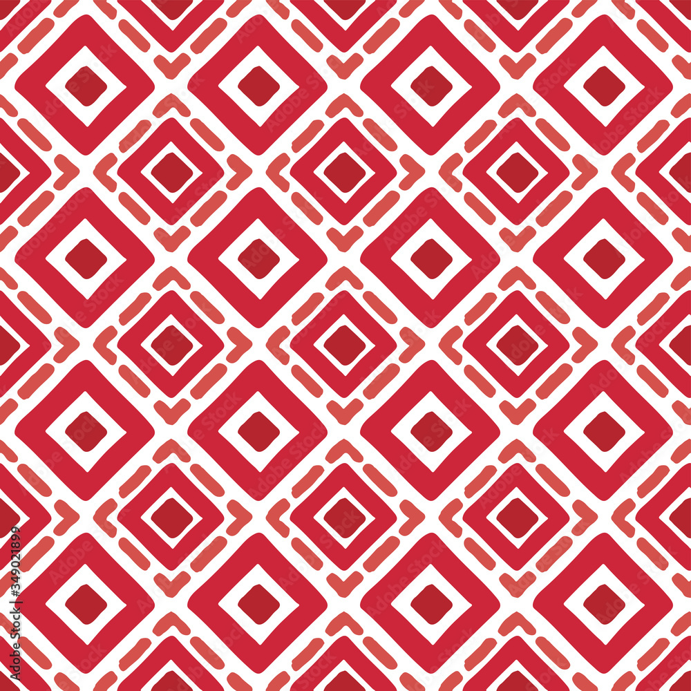 Red ink squares and rhombuses isolated on white background. Tiled seamless pattern. Hand drawn vector graphic illustration. Texture. Red ink squares and rhombuses isolated on white background. Tiled seamless pattern. Hand drawn vector graphic illustration. Texture.