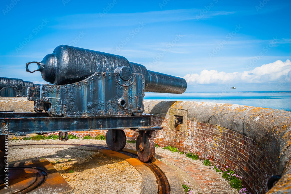 Old historical cannon at the Isle of Wight, UK