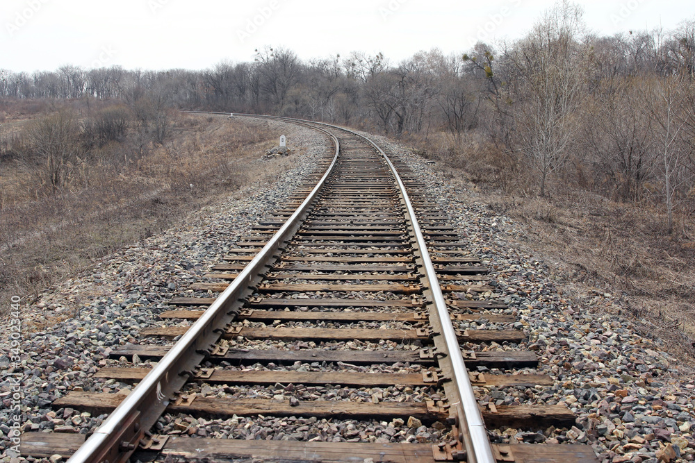 Fototapeta premium Rotate the rail leaving the distance