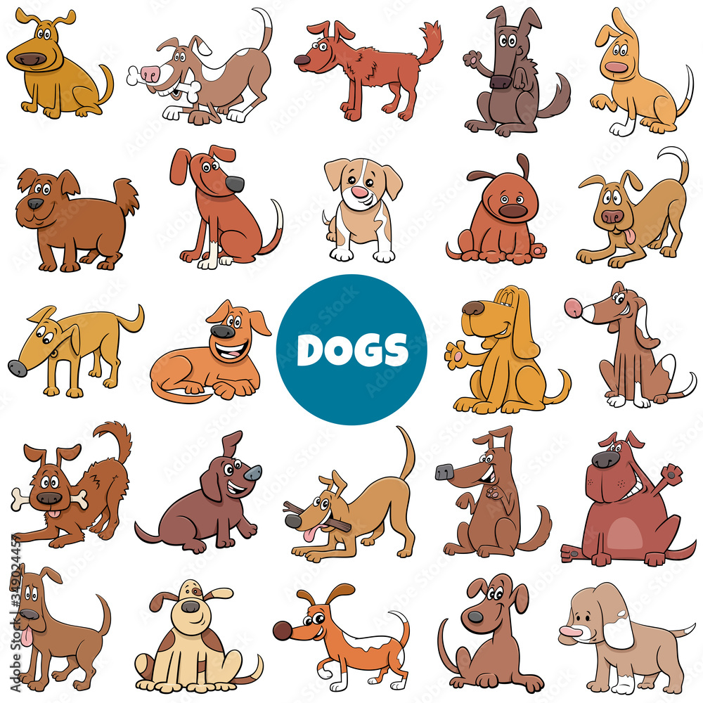 Obraz premium cartoon dogs and puppies characters big set