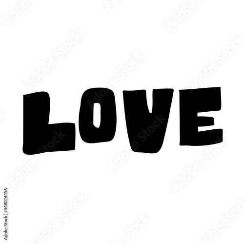 Black hand drawn isolated word Love for your design