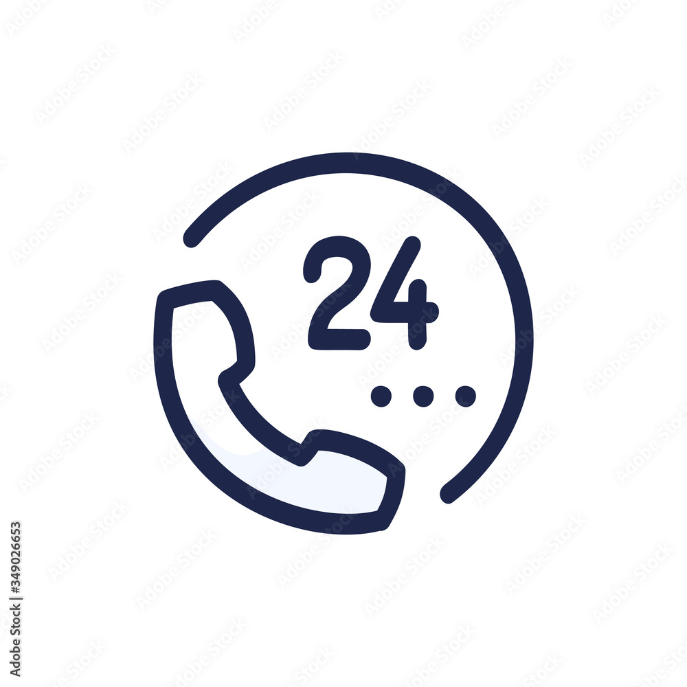 Phone hand drawn cartoon icon. Hotline customer service 24 icons in doodle style. Vector illustration Phone hand drawn cartoon icon. Hotline customer service 24 icons in doodle style. Vector illustration