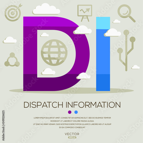 DI (dispatch information), letters and icons. Vector illustration.