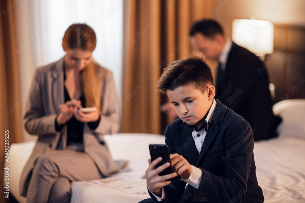 A Family Using Gadgets. Modern Technology Concept A Family Using Gadgets. Modern Technology Concept