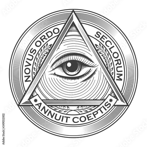 All seeing Eye Symbol Engraving illustration