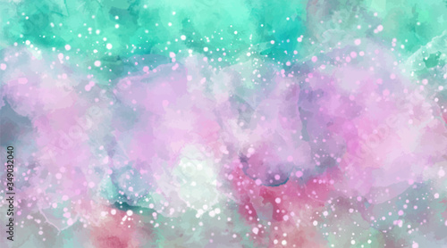 Beautiful wallpaper HD splash watercolor multicolor blue pink, pastel color, abstract texture background. For google slides/lettering background. Rainbow color, sky, brush strokes wash, Galaxy style.