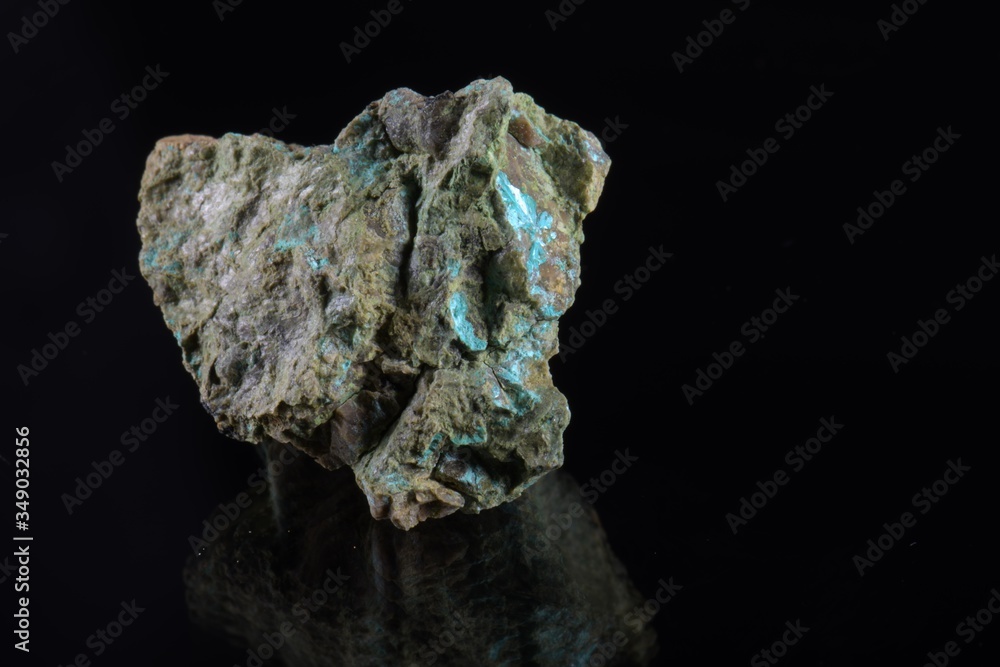 macro shooting of natural mineral stone - green Tirolite macro shooting of natural mineral stone - green Tirolite