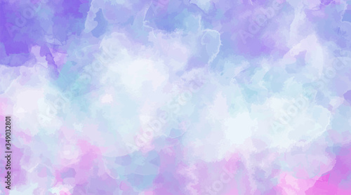 Beautiful wallpaper HD splash watercolor multicolor blue pink, pastel color, abstract texture background. For google slides/lettering background. Rainbow color, sky, brush strokes wash, Galaxy style.