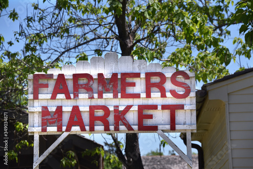 Farmers Market Sign With Red Letters