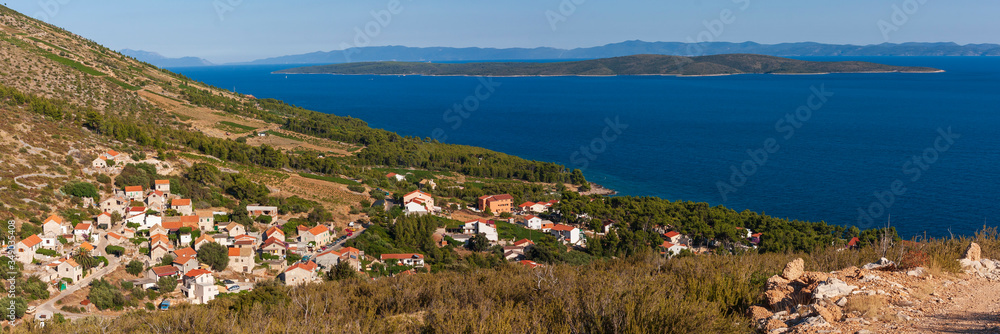 Panoramic view from the mountains at Ivan Dolac on the island of Hvar