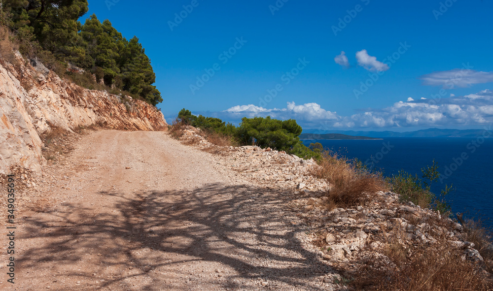 Nice view of the coastline with sea and sky on the island of Hvar