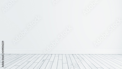 Modern empty room with white wall and floor interior.3D rendering