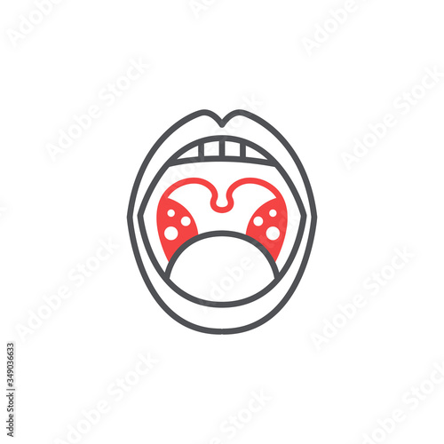tonsillitis line icon, vector illustration