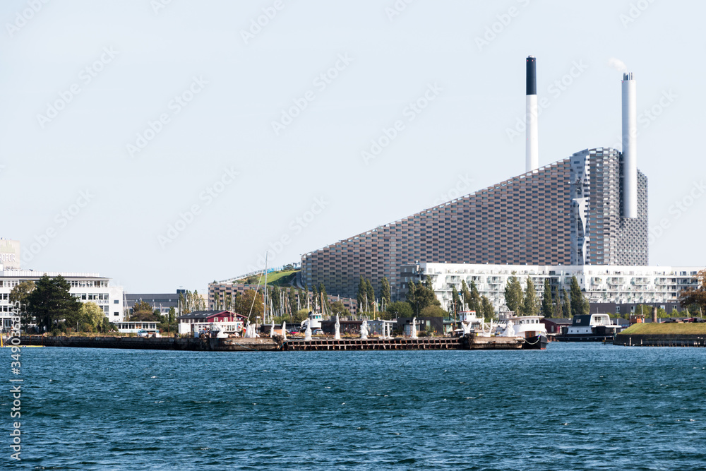 Amager Bakke, combined power and waste energy plant at Amager, Copenhagen, Denmark. Industrial concept