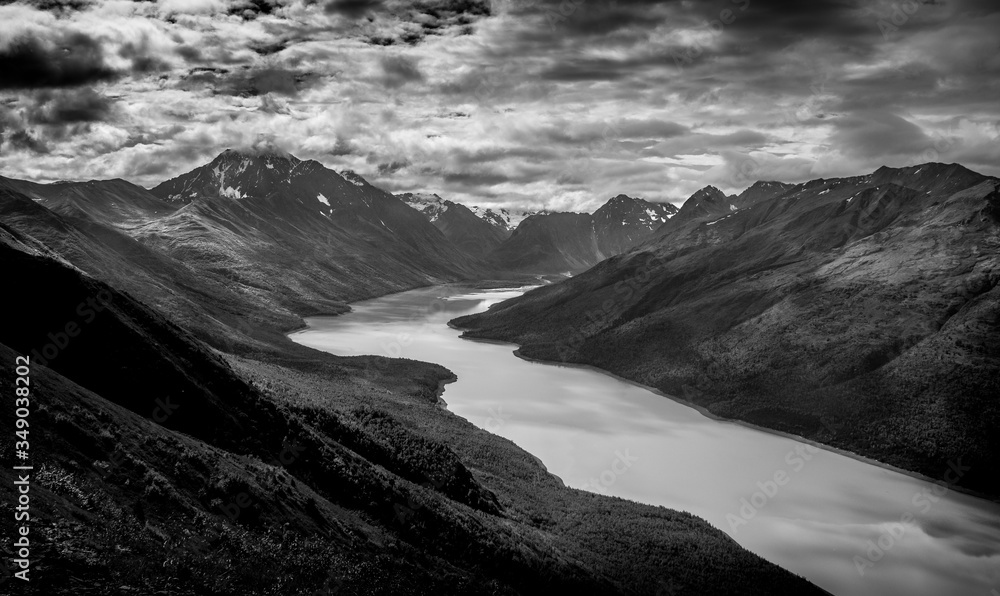 Eklutna Lake Alaska Black and White