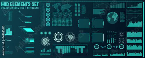 Interface elements HUD, UI, GUI. Vector Callout Titles set. Futuristic callout bar labels, information call box bars and modern digital info boxes layout templates. Callouts titles in HUD style.