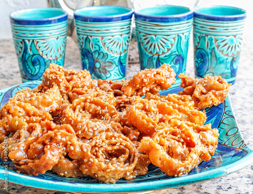 The Chebakia is a pastry of Morocan origin.