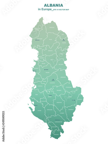 Fototapet albania map. vector map of albania in europe country.