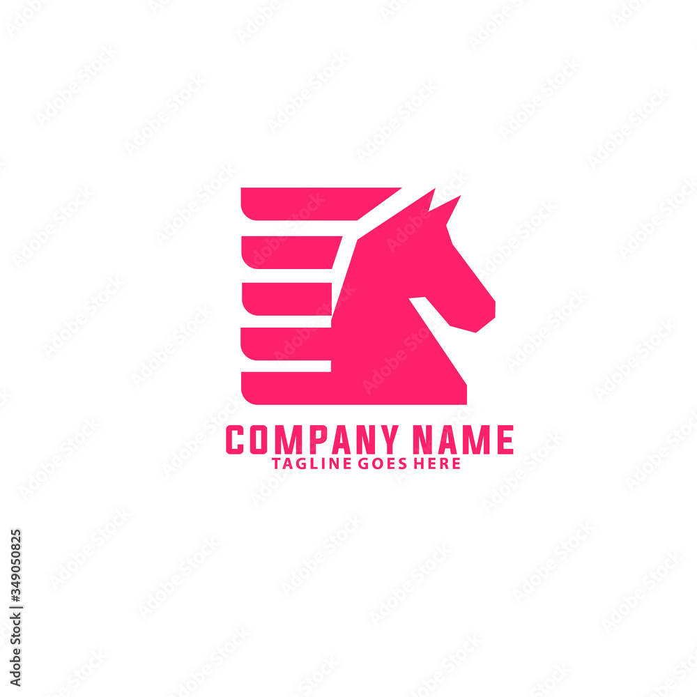 Obraz premium Abstract design of red flying horse head with wing vector illustration isolated on white background perfect for stable symbol or emblem, sport club logo or company identity - horse vector