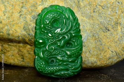 Fototapeta Naklejka Na Ścianę i Meble -  Real jade That is the original jade ball Green and rare, expensive